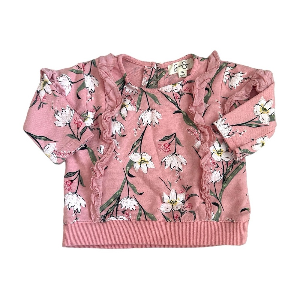 Jessica Simpson Pink Floral Print French Terry Top